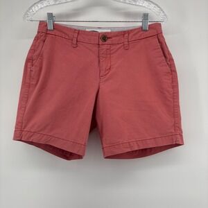 Old Navy Everyday Shorts Womens 0 Coral Pink Chino Mid Rise Stretch flawed